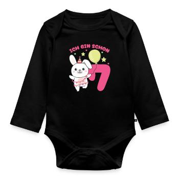 I'm Already 7 Bunnies Birthday Kids - Organic Longsleeve Baby Bodysuit - black - Front