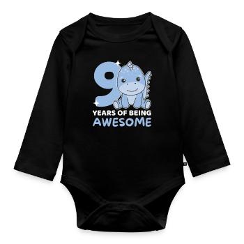 Dino pour les enfants de 9 ans - Body Bébé bio manches longues - noir - Devant