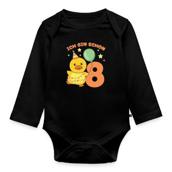 I've Been 8 Ducks Birthday Kids - Organic Longsleeve Baby Bodysuit - black - Front