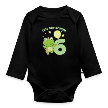 I'm Already 6 Frogs Birthday Kids - Organic Longsleeve Baby Bodysuit - black - Front