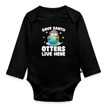 Rettet die Erde Otters leben hier Earth Day - Baby Bio-Langarm-Body - Schwarz - Vorne