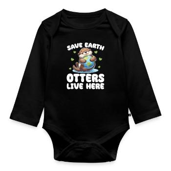 Rettet die Erde Otters leben hier Earth Day - Baby Bio-Langarm-Body - Schwarz - Vorne