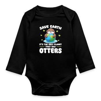Ist der einzige Planet mit Otters Earth Day - Baby Bio-Langarm-Body - Schwarz - Vorne