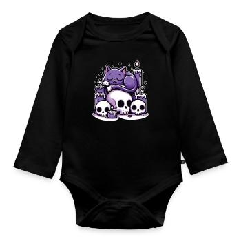 Kawaii Pastel Goth Mignon Chat Effrayant Bougies - Body Bébé bio manches longues - noir - Devant