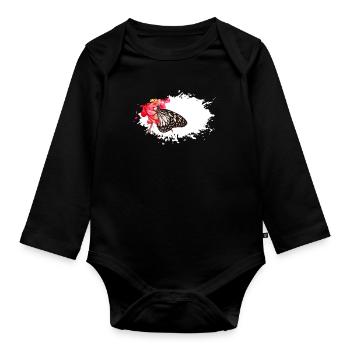 butterfly, Schmetterling - Baby Bio-Langarm-Body - Schwarz - Vorne