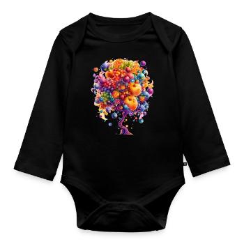 Colorful World Tree Blast - Organic Longsleeve Baby Bodysuit - black - Front