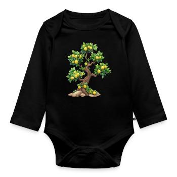 Lemon Tree, Natural Idyll, Refreshment - Organic Longsleeve Baby Bodysuit - black - Front