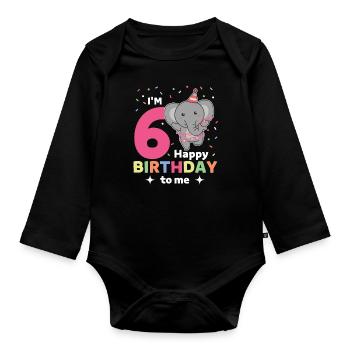 Eléphant pour les enfants de 6 ans - Body Bébé bio manches longues - noir - Devant