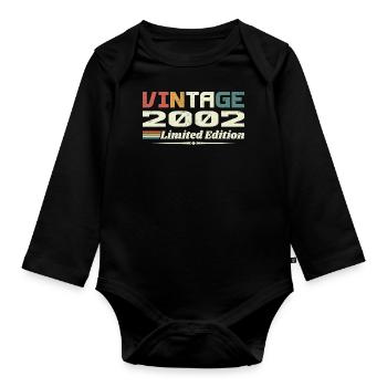 Jahrgang 2002 Geschenk 2002 Geburtstag 2002 Retro - Baby Bio-Langarm-Body - Schwarz - Vorne