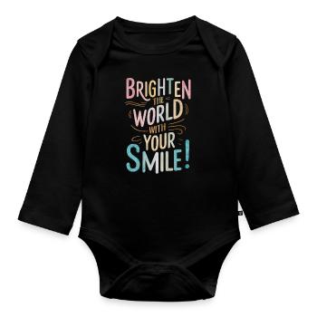 Illuminez le monde avec votre sourire - Body Bébé bio manches longues - noir - Devant