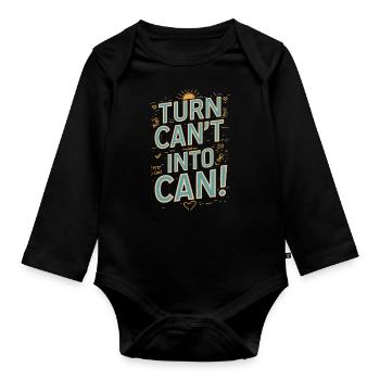 Transformez la canette en canette de motivation - Body Bébé bio manches longues - noir - Devant