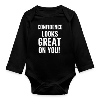 La confiance en soi vous convient très bien - Body Bébé bio manches longues - noir - Devant