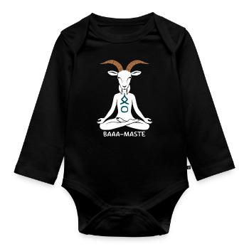 Pose de yoga de chèvre Baaa-Mast détendue - Body Bébé bio manches longues - noir - Devant