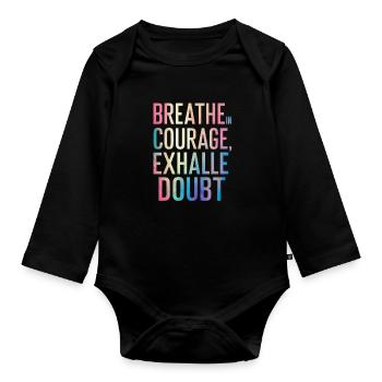 Respirez le courage du doute - Body Bébé bio manches longues - noir - Devant