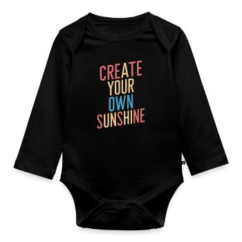 Créez vos propres lettres colorées de soleil - Body Bébé bio manches longues - noir - Devant
