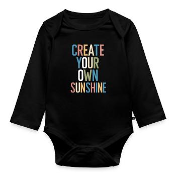 Create Your Own Sunshine Motivation - Baby Bio-Langarm-Body - Schwarz - Vorne