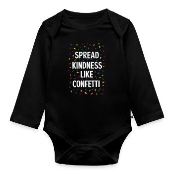 Répandez la gentillesse comme des confettis - Body Bébé bio manches longues - noir - Devant