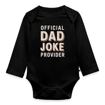 Official Dad Joke Supplier - Organic Longsleeve Baby Bodysuit - black - Front