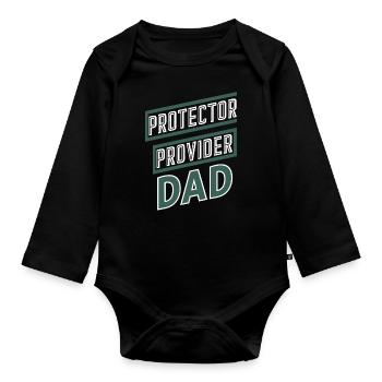 Protector Provider Dad Stolzer Vater - Baby Bio-Langarm-Body - Schwarz - Vorne