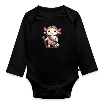 Drôle de costume d’homme des cavernes Axolotl - Body Bébé bio manches longues - noir - Devant