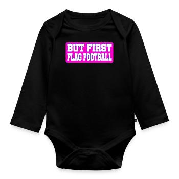 Mais d’abord le flag football pour les joueurs et les fans - Body Bébé bio manches longues - noir - Devant