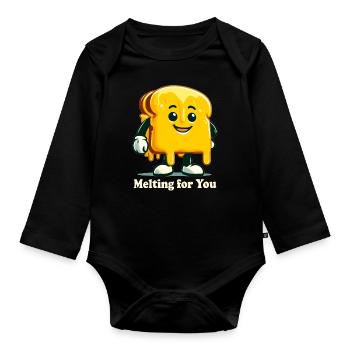 Merge For You Grilled Cheese - Organic Longsleeve Baby Bodysuit - black - Front