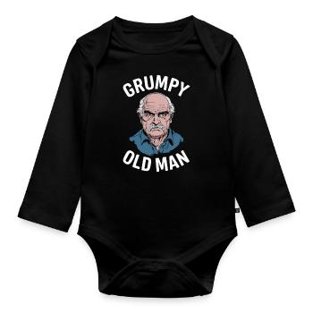 Grumpy Old Man Lustiger Spruch - Baby Bio-Langarm-Body - Schwarz - Vorne