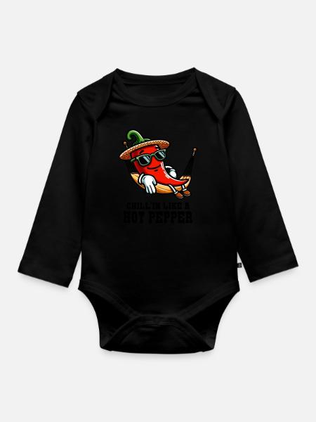 Chill’n Wie Ein Scharfer Paprika - Baby Bio-Langarm-Body - Schwarz