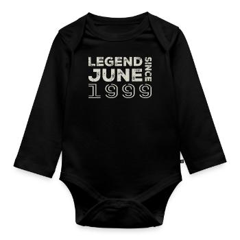 June 1999 Birthday June 1999 June Gift 1999 - Organic Longsleeve Baby Bodysuit - black - Front