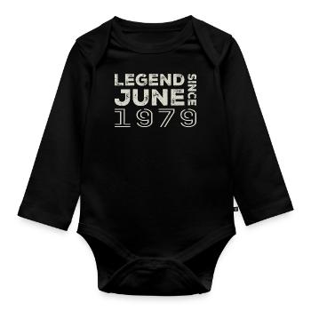 Juni 1979 Geburtstag Juni 1979 Juni Geschenk 1979 - Baby Bio-Langarm-Body - Schwarz - Vorne