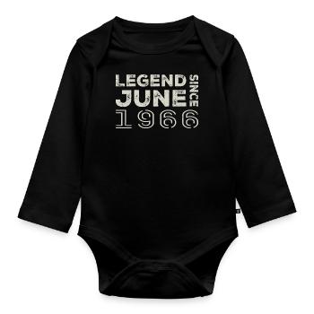 June 1966 Birthday June 1966 June Gift 1966 - Organic Longsleeve Baby Bodysuit - black - Front