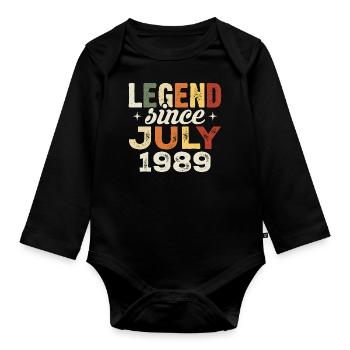 Juillet 1989 Cadeau d’anniversaire Juillet 1989 Anniversaire - Body Bébé bio manches longues - noir - Devant