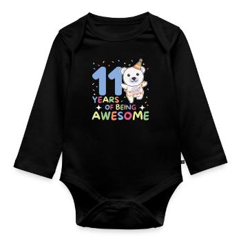Ours polaire pour ses 11 ans Enfants de onze ans - Body Bébé bio manches longues - noir - Devant