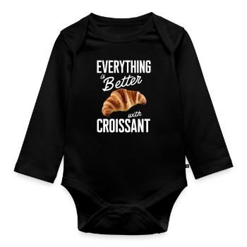Everything is better with croissant - Organic Longsleeve Baby Bodysuit - black - Front
