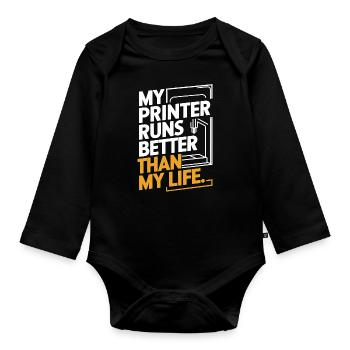 Ich Verwandle Koffein In 3D Prints 3D Drucker - Baby Bio-Langarm-Body - Schwarz - Vorne
