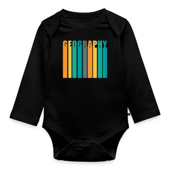Geography Retro Vintage Stil - Baby Bio-Langarm-Body - Schwarz - Vorne
