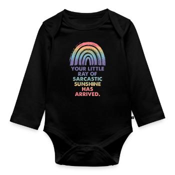Your little ray of sarcastic sunshine - Organic Longsleeve Baby Bodysuit - black - Front