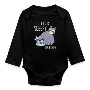 Schlafen Schläfrig Müde Waschbär - Baby Bio-Langarm-Body - Schwarz - Vorne