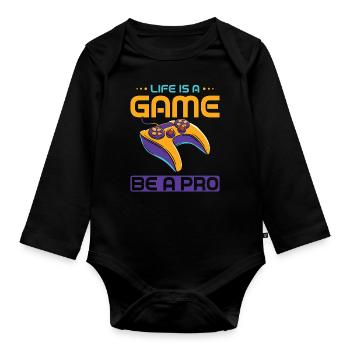 La vie est un jeu Soyez un pro - Body Bébé bio manches longues - noir - Devant