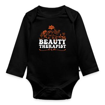 In My Beauty Therapist Era Floral Motif - Organic Longsleeve Baby Bodysuit - black - Front