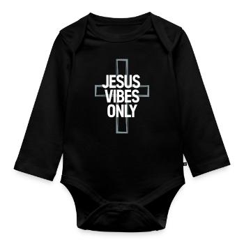 Jesus Vibes Only Christliche Jesus Schwingungen - Baby Bio-Langarm-Body - Schwarz - Vorne