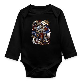 Aztekischer Gott Alte Mythologie Huitzilopochtli - Baby Bio-Langarm-Body - Schwarz - Vorne