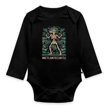 Aztec God Ancient Mythology Mictlantecuhtli - Organic Longsleeve Baby Bodysuit - black - Front