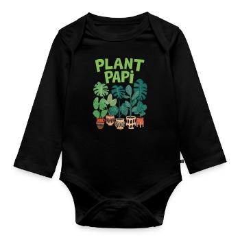 Plant Papi - Stylish Plant Lover Design - Organic Longsleeve Baby Bodysuit - black - Front