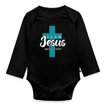 Équipe Jésus – Marcher par la foi pour les chrétiens - Body Bébé bio manches longues - noir - Devant
