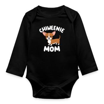 Chiweenie Maman - Fière de ton petit ami ! - Body Bébé bio manches longues - noir - Devant