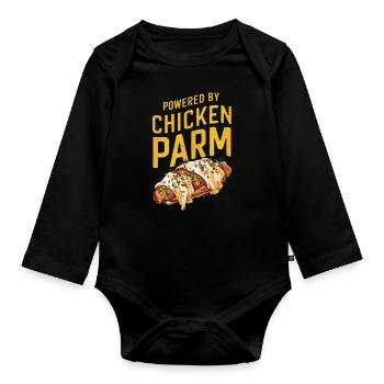 Propulsé par le poulet Parm - Hähnchen Parmigiana - Body Bébé bio manches longues - noir - Devant