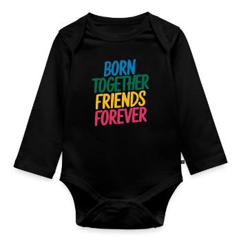 Gémeaux - Nés ensemble, amis pour toujours - Body Bébé bio manches longues - noir - Devant