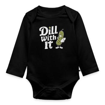 Concombre avec ça - Concombre de dessin animé drôle - Body Bébé bio manches longues - noir - Devant