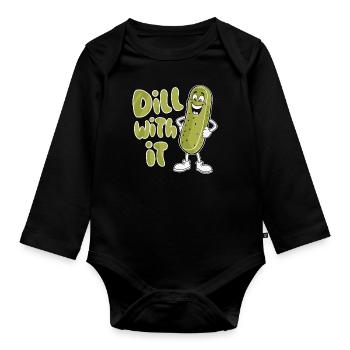 Dill Damit Lustige Gurke Cartoon - Baby Bio-Langarm-Body - Schwarz - Vorne